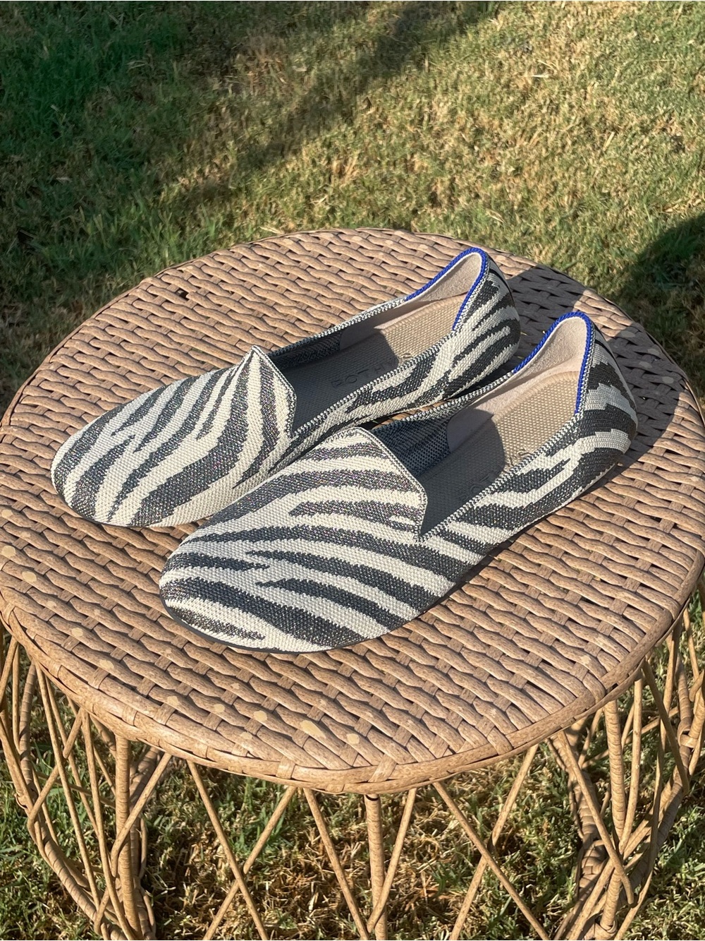 ROTHY'S Women’s Zebra-Print Slip-On Loafers - Shimmer Zebra